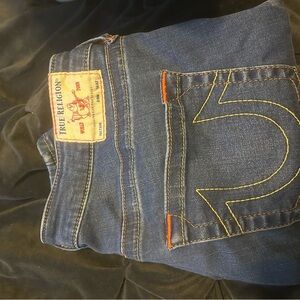 True Religion Men's Denim Jeans with Orange Stitching